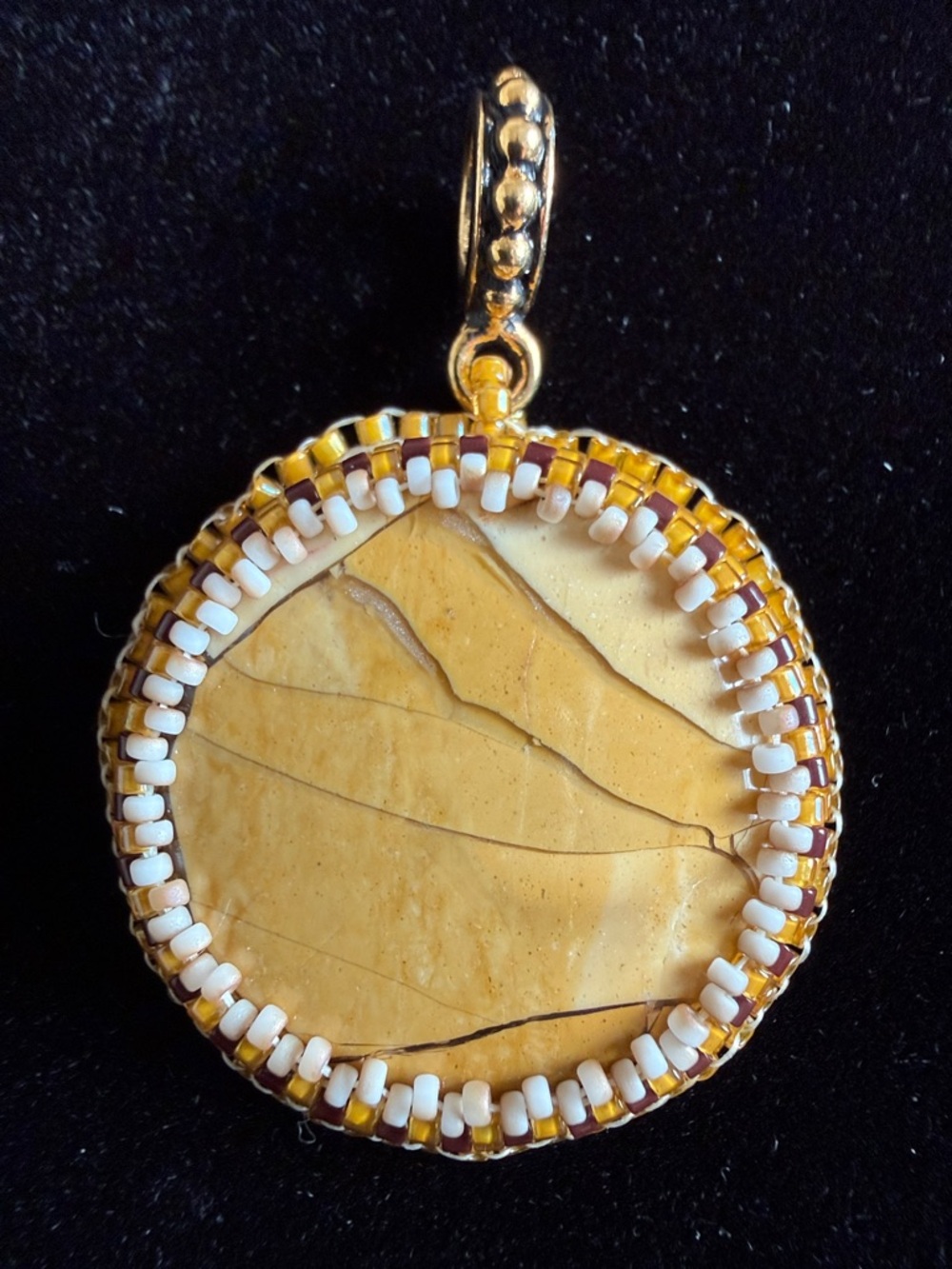 Artisan Beaded Picture Jasper Pendant Necklace Jewelry One of a Kind!